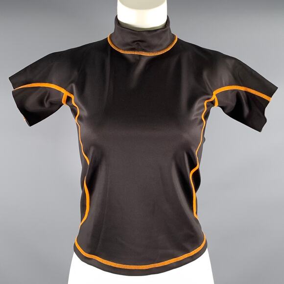 Miista Tops - MIISTA Size S Black Orange Nylon Blend Contrast Stitch Casual Top